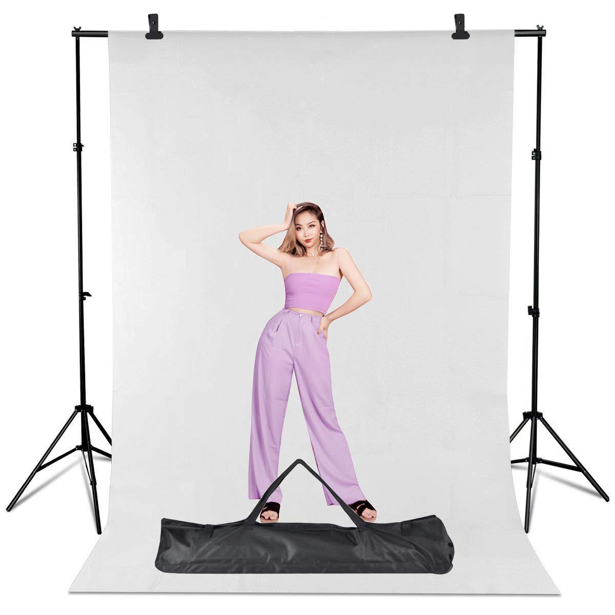 Professional Photo Studio 2x3 Meter Background Stand Support Kit with White Photo Backgrounds Backdrop Screen Carry Bag