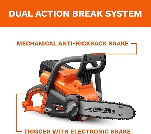 Redback - Motosierra inalámbrica de 40 V de 12 pulgadas de largo, motor sin escobillas, batería de 4 Ah y cargador incluidos