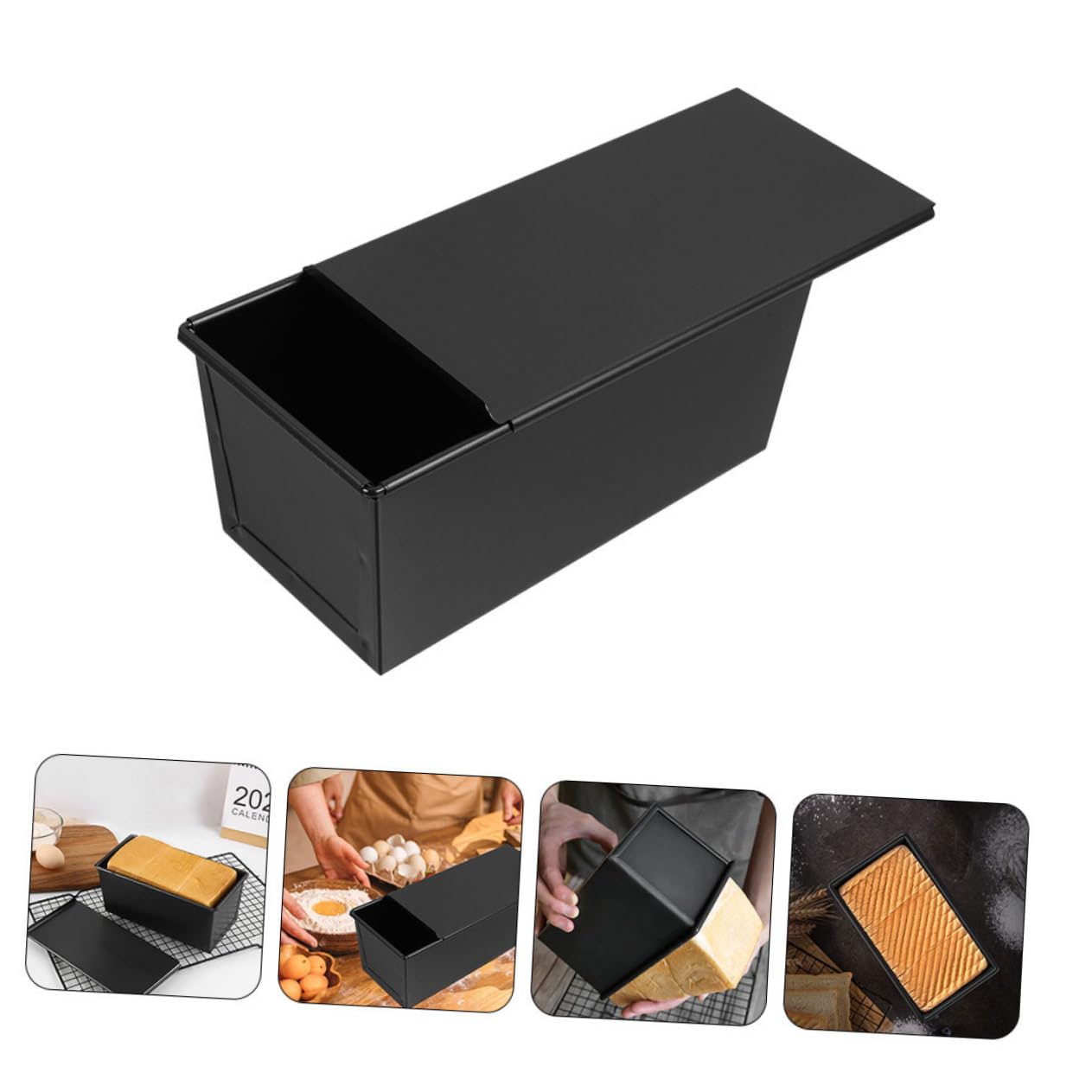 2 Moldes Deslizantes Para Pan Tostado Antiadherentes De Aluminio Con Tapa De Hierro Negro