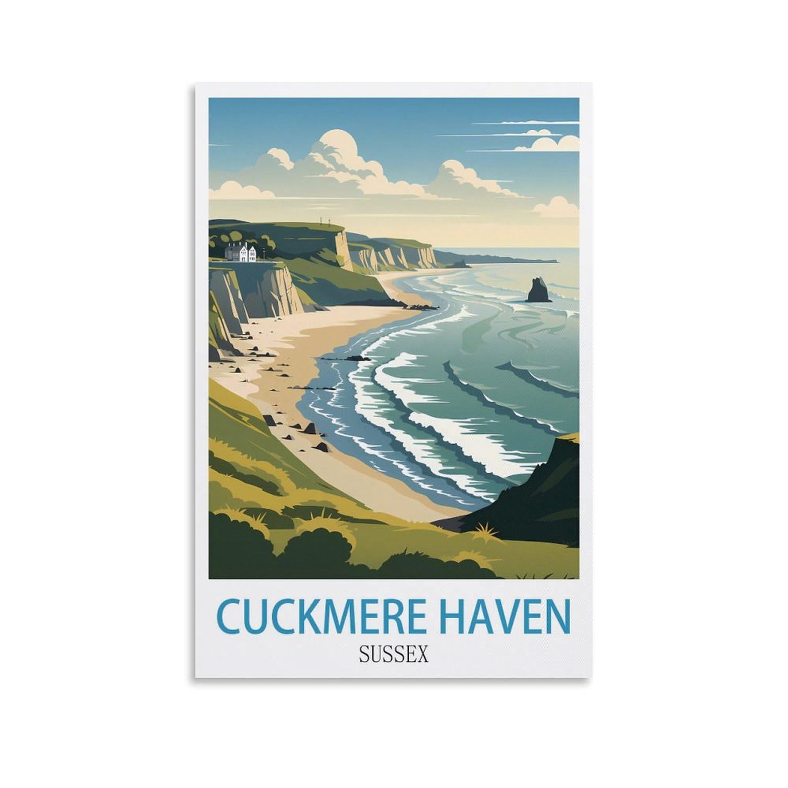 Lnhzgnjnh Unframe-Style Cuckmere Haven Sussex Vintage Travel Posters 12X18inch(30X45cm) Canvas Wall Art Wall Print Painting Decor Living Room Bedroom Decor