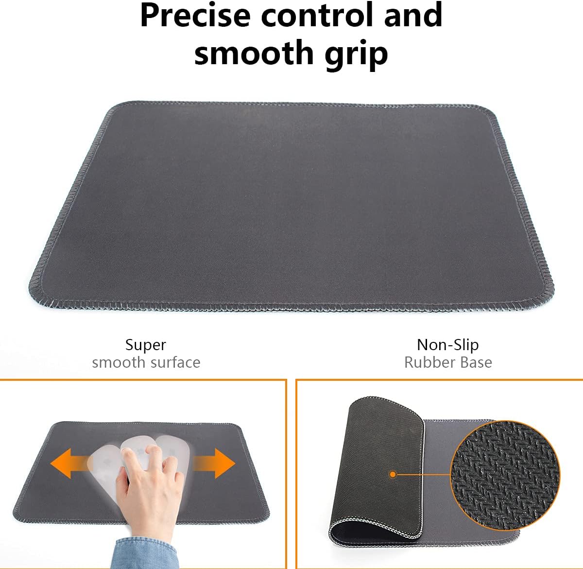 Qisan Gaming Mouse Pad with Nonslip Rubber Base | Comfy, Foldable Mouse Mat for Desktop, Laptop, Keyboard, Rectangle Mouse Pad Gaming with High Resolution | Computer Mouse Pad Cute (Dark Gray) image 5