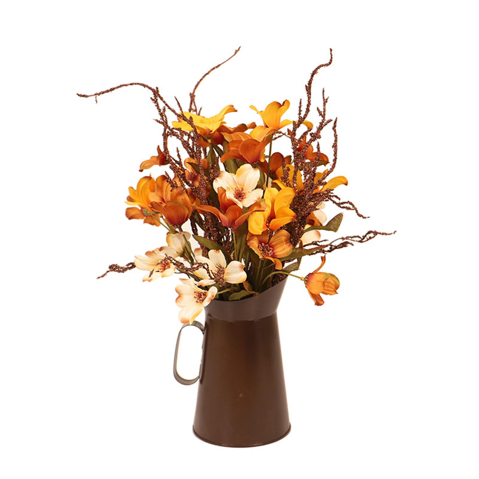 Fiori artificiali autunnali, piante autunnali con secchio, 1 pc bouquet di fiori finti autunnali per feste di nozze, festival, festa del Ringraziamento, decorazione da tavolo
