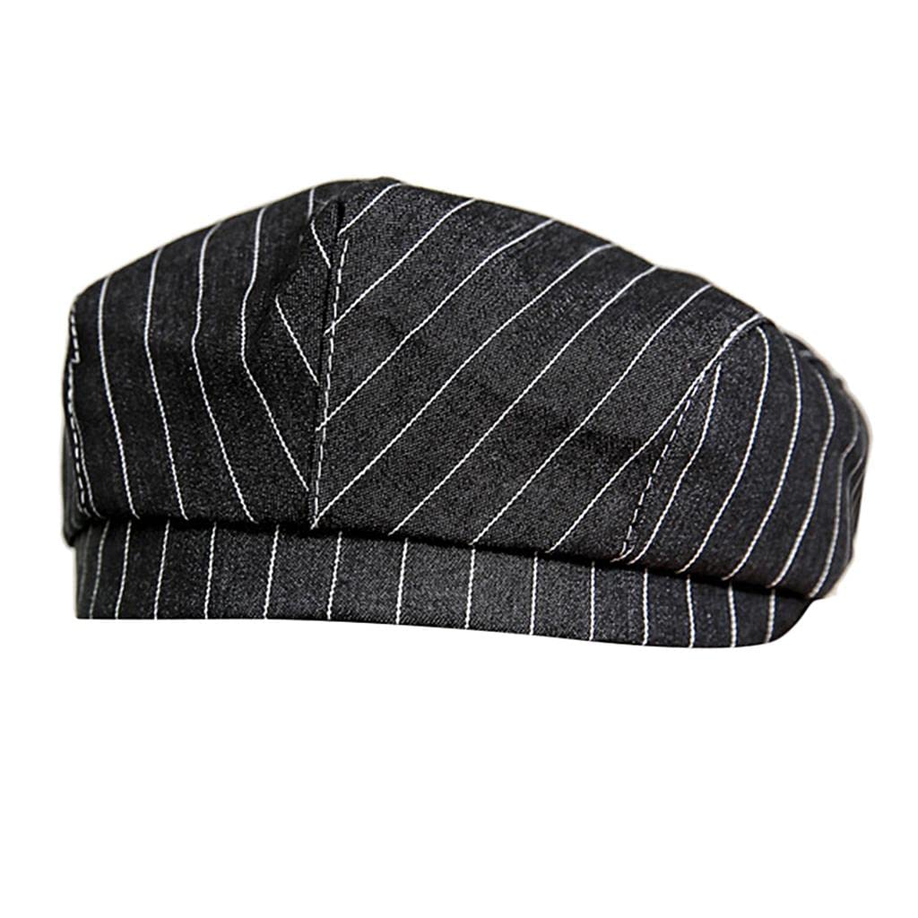 THE STYLE SUTRA Adult Beret Chef Hat Cooker Cap Waiter Baker Cater Head Wrap Stripes Black-image-13