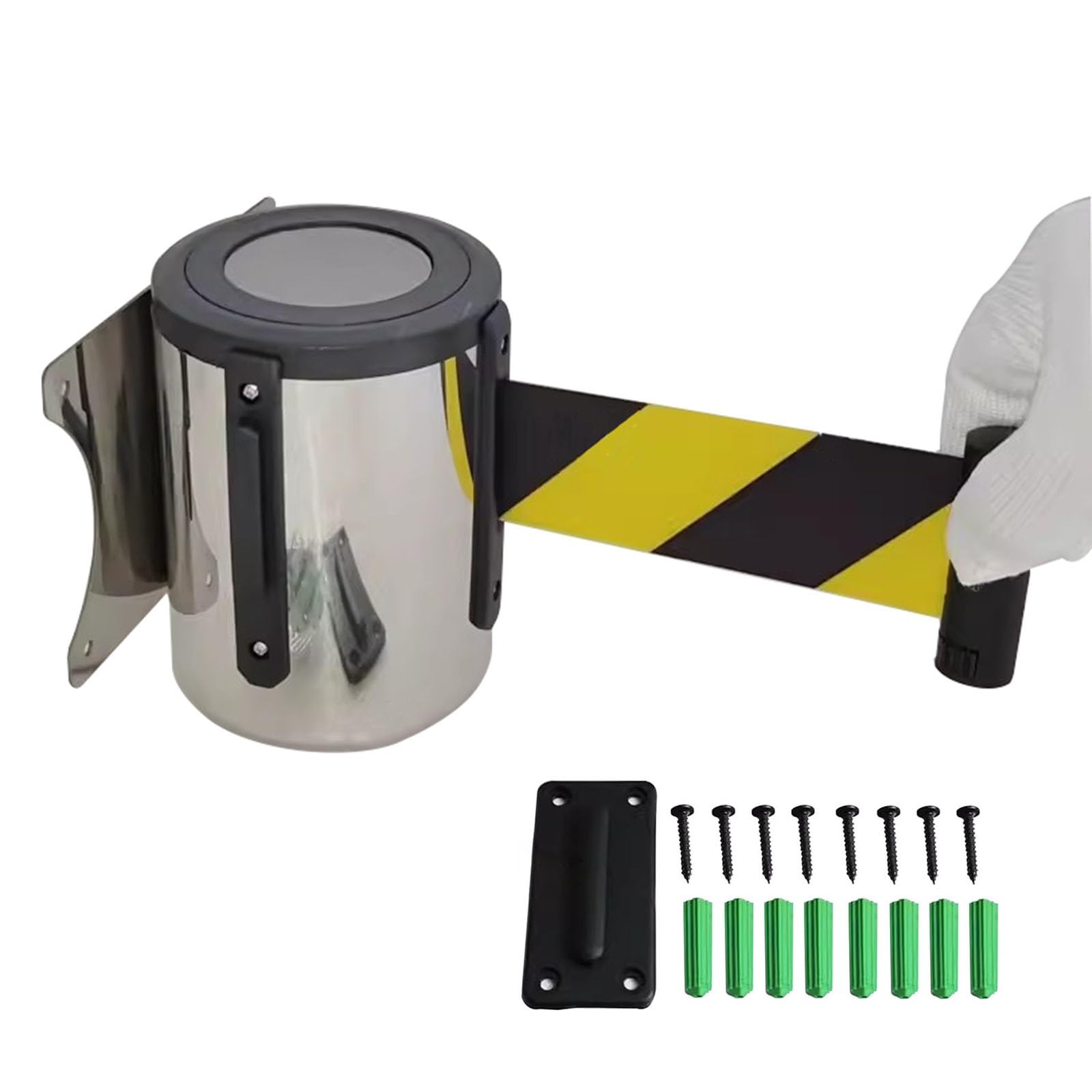 cinta de señalización, Barrera con cinturón amarillo y negro de 2M/3M/5M/10M for supermercado, restaurante, tienda minorista, oficina(10M/32FT)