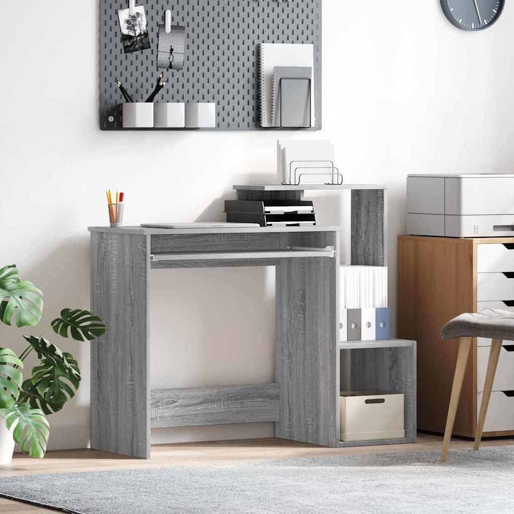 Scrivania Grigio Sonoma 106 x 41 x 88.5 cm Legno lavorato con vano