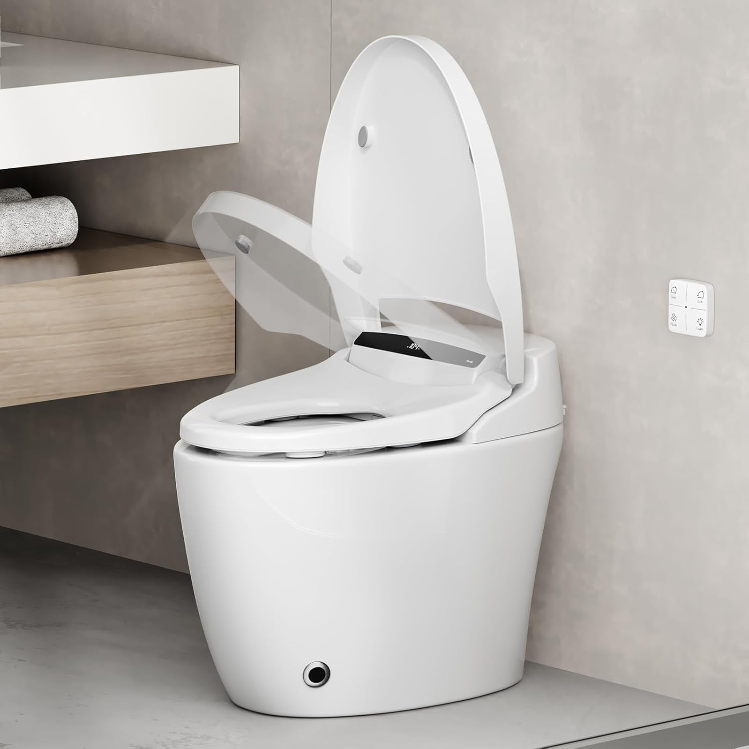 Vipbear Smart Toilet with Heated Seat and Night Light, Tankless Toilets for Bathroom, Modern One Piece Toilet Standard Comfort Height Toilet with Auto Flush, Auto Open Close Lid/Seat,Slow Close, ADA No built-in bidet