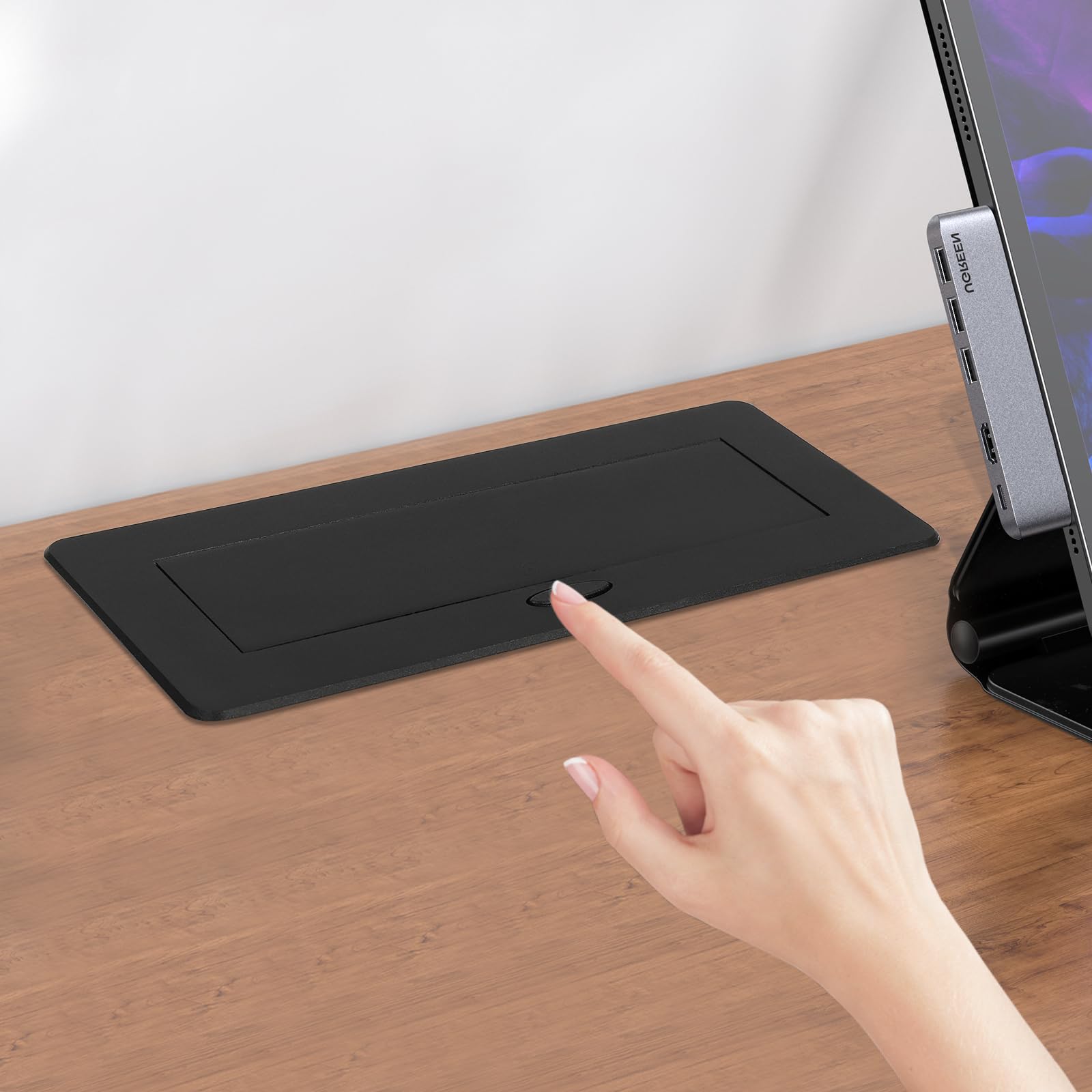 Prise encastrable escamotable pour bureau - 250 V - USB type C - Charge rapide - Pop Up - Prise de table - Peu encombrante - Pour plan de travail et bureau - Noir