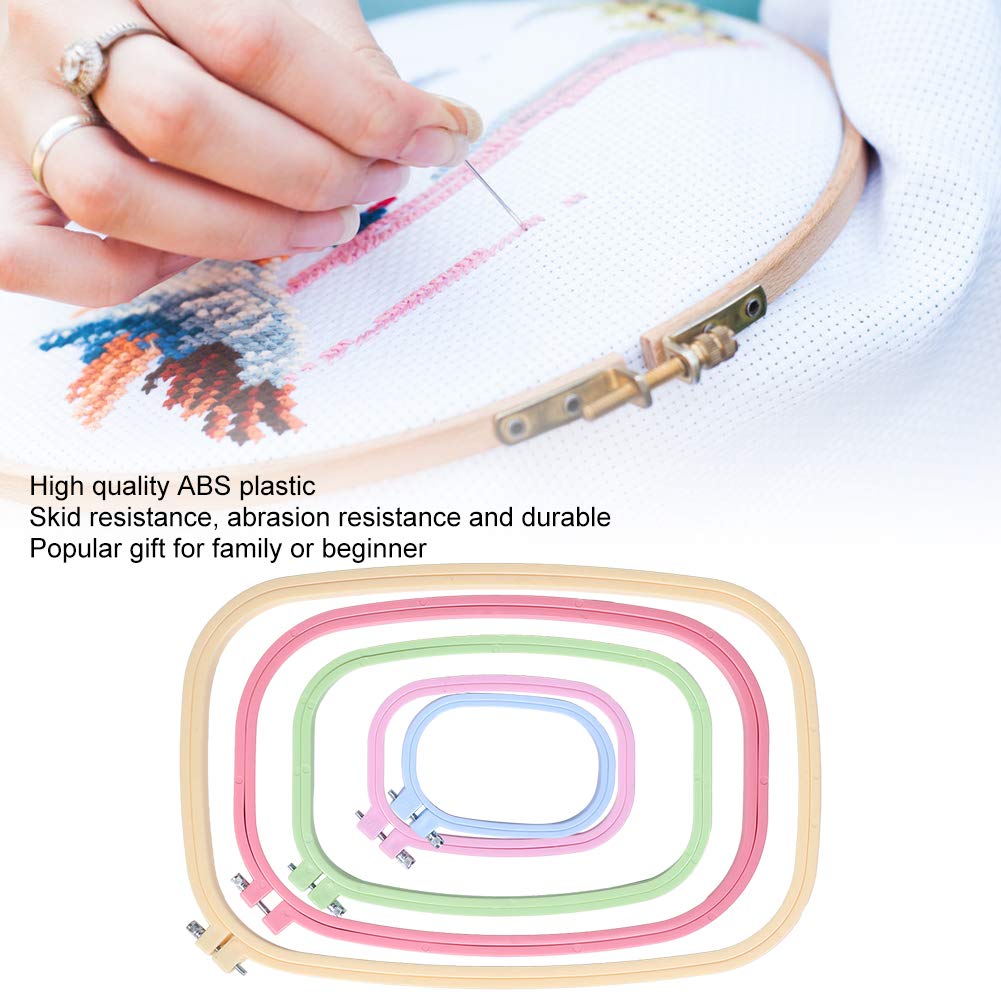 5pcs Embroidery Hoops Set, Square Embroidery Hoops Plastic Cross Stitch Hoops Embroidery Frame for Sewing, Needlework, Embroidery Projects