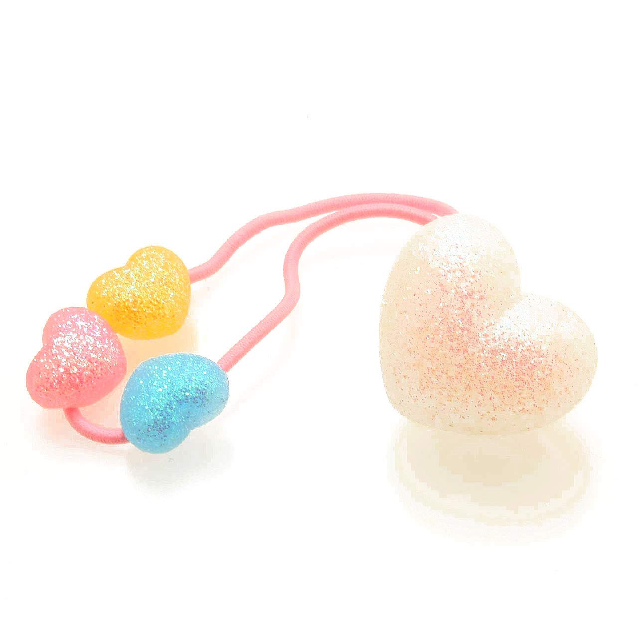 Amazon.co.jp: ヘアゴム オーロララメぷっくりハートのキッズ