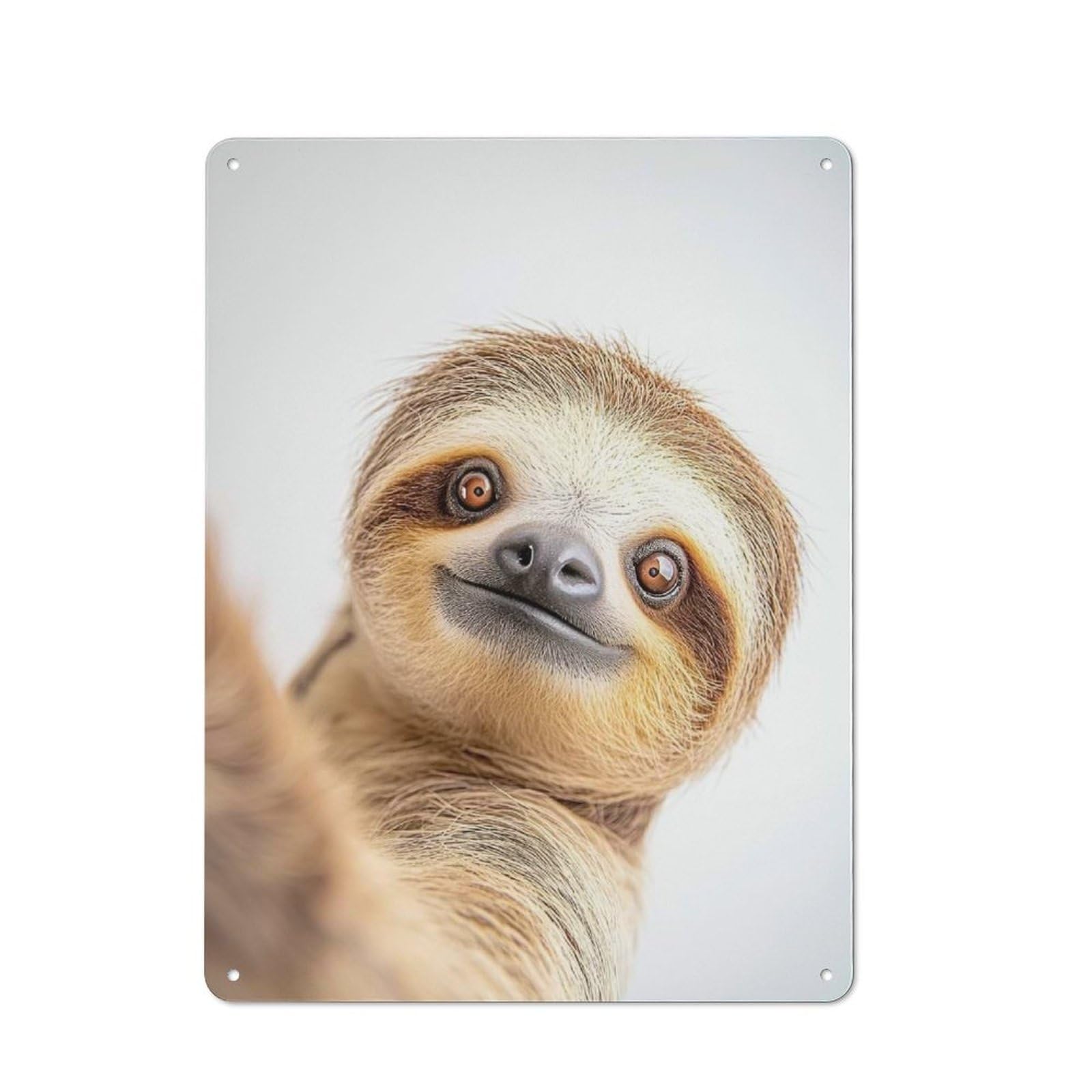 Junmoney Adorable Sloth Taking Selfie - Fun Wall Decor Vintage Metal Wall Sign 40X30cm For Garage Or Workshop, For Metal Sign Collectors, For Garage And Workshop Walls
