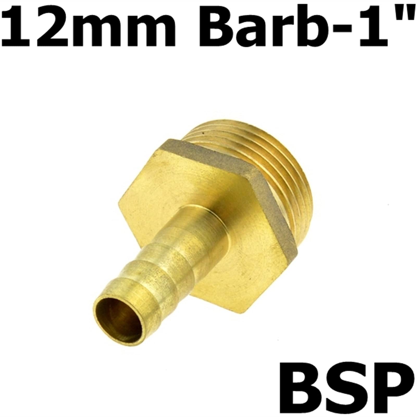 TMP1105 Barb Tail to 1 Inch BSP Male Thread Connector Joint, Brass Hose Pipe Fitting Copper Coupler Adapter (Color : 12mm Barb-08)