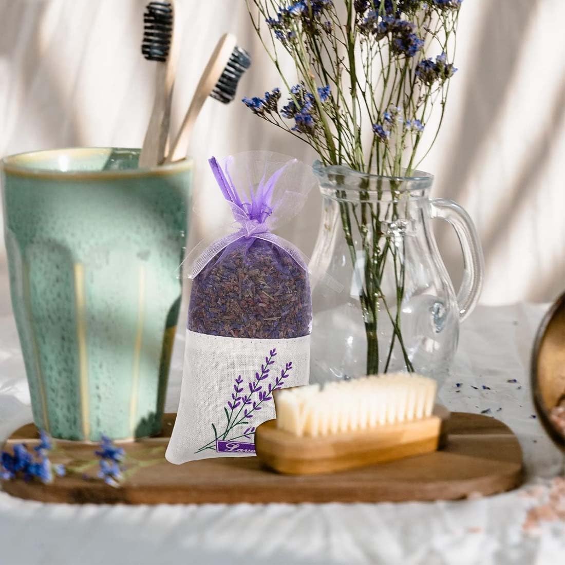 20 pièces, Sachet Lavande Vide, avec Rubans de Fils Cordon de Serrage, Sachet Tissu Parfumé Armoire Anti Mite, pour Armoire Lavande en Vrac de (Sac Vide)