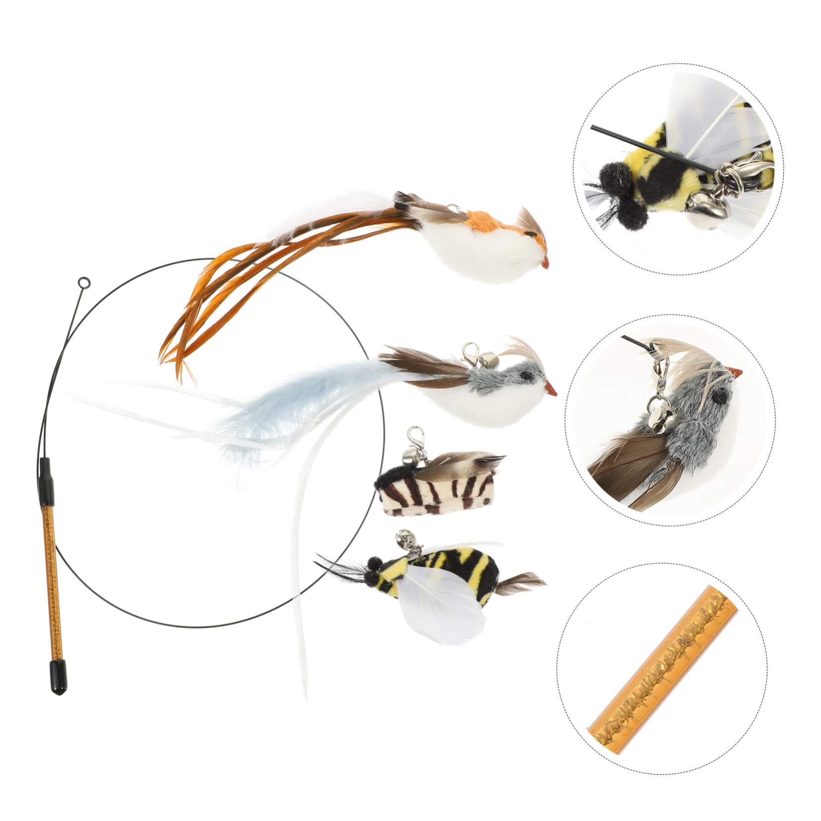 INOOMP Lot De 4 Jouets Interactifs pour Chats Dintérieur avec Poteau en Fil Dacier Légers Et Flexibles