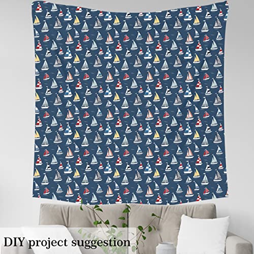 Premium Nautical Sailboat Upholstery Fabric by The Yard - Waterproof Marine Adventure Decor for Stylish Home DIY Projects in Navy Blue 4 Premium Nautical Sailboat Upholstery Fabric by The Yard - Waterproof Marine Adventure Decor for Stylish Home DIY Projects in Navy Blue - Image 3