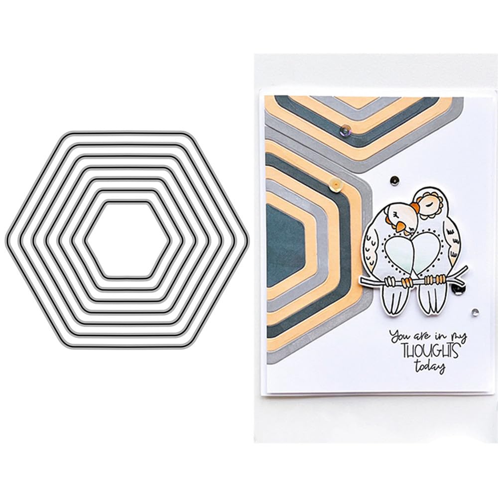Hexagon Background Die Cuts for Card Making, Hexagon Tags Metal Cutting Dies for Paper Scrapbooking, DIY Stencils for Album Party Wedding Festivals Decoration — image 1