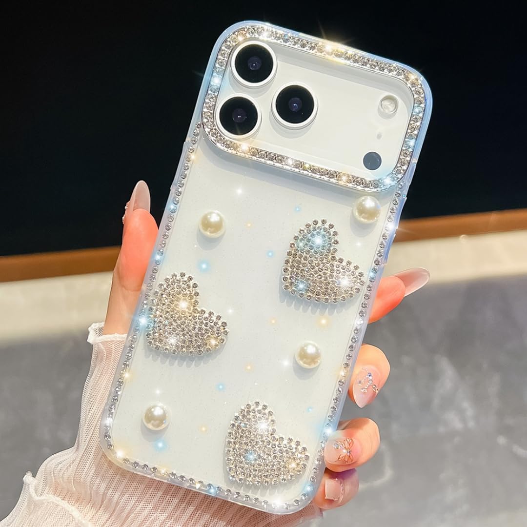 Coque cœur 3D iPhone 17 et 15 Pro Max protection strass perles pour vos soirées chic - 6