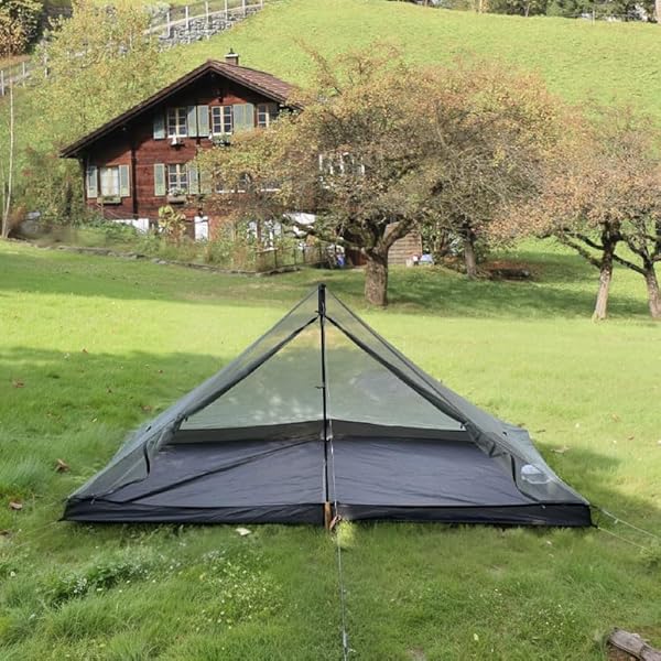 Ultralichte tent voor 1 persoon, camping, wild door een wandelschuur in de open lucht (1 persoon, kaki)