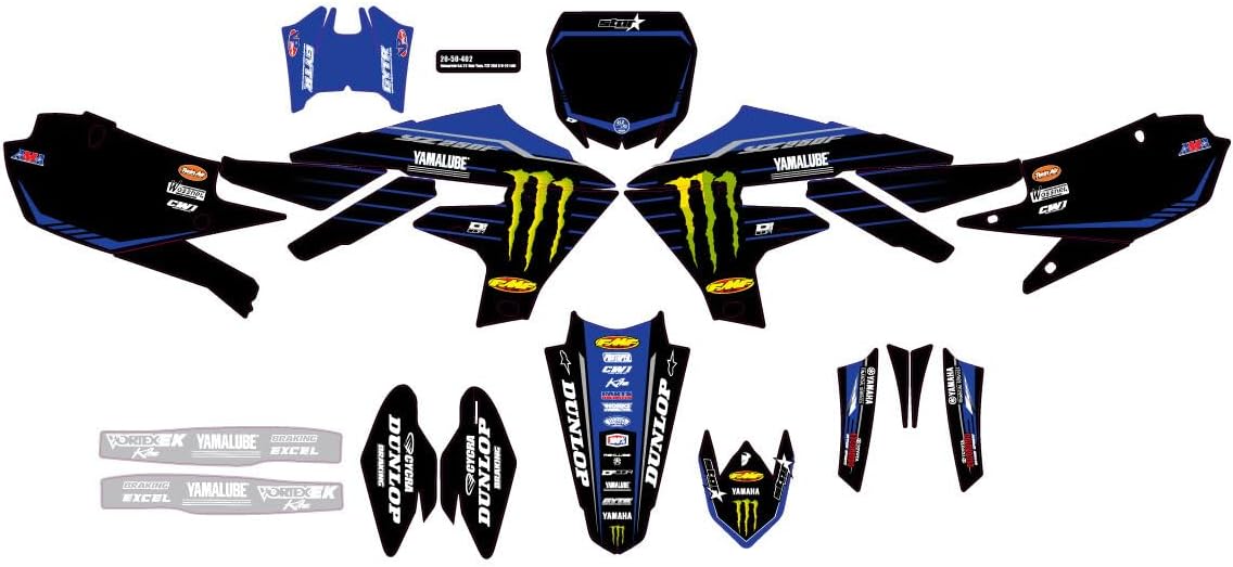 D’cor Visuals Complete Graphics Kit – Compatible with Yamaha 22 Star White Background, Fits 2019-2022 YZ 250F