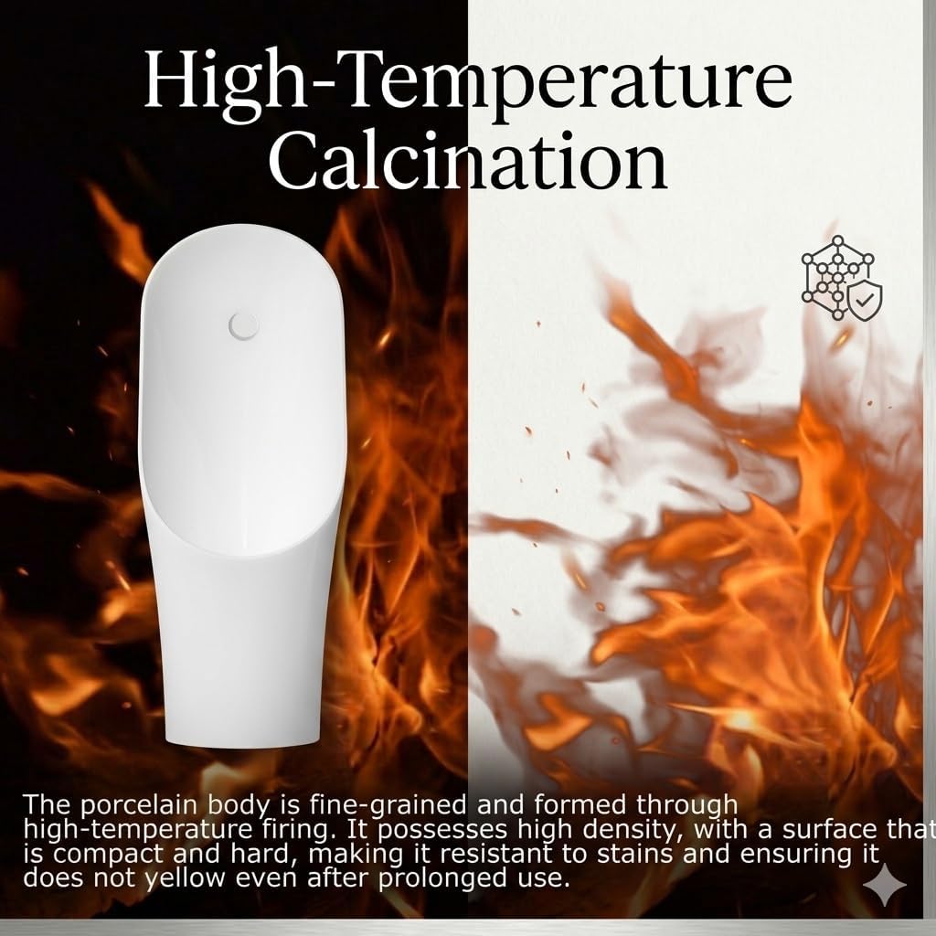 Touchless Smart Sensor Urinal for Men, Stain-Resistant Triple-Glazed Ceramic Wall Mounted Men's Urinal, Efficient Flush System for Commercial Bathroom, Home, Office & Restaurant(Sensor)