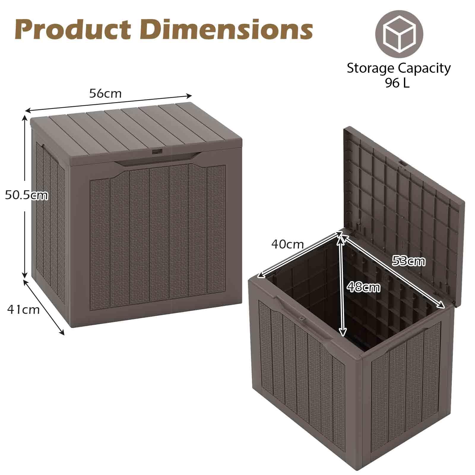 HOMASIS Baule da Esterno Impermeabile 96L Cassapanca Contenitore con Coperchio Rattan Marrone