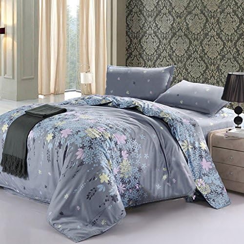 Vaulia Lightweight Microfiber Duvet Cover Sets, Floral Print Pattern Design, Grey - Twin Size
