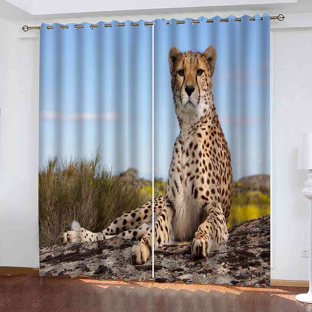 Rideaux 100% polyester isolant le froid et le bruit motif animal 140x160 cm