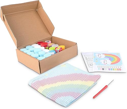 Miniatura 3 de Bright Creations Juego de 28 piezas de almohada con gancho de lona arcoíris para adultos y niños, manualidades para principiantes, 24 paquetes de