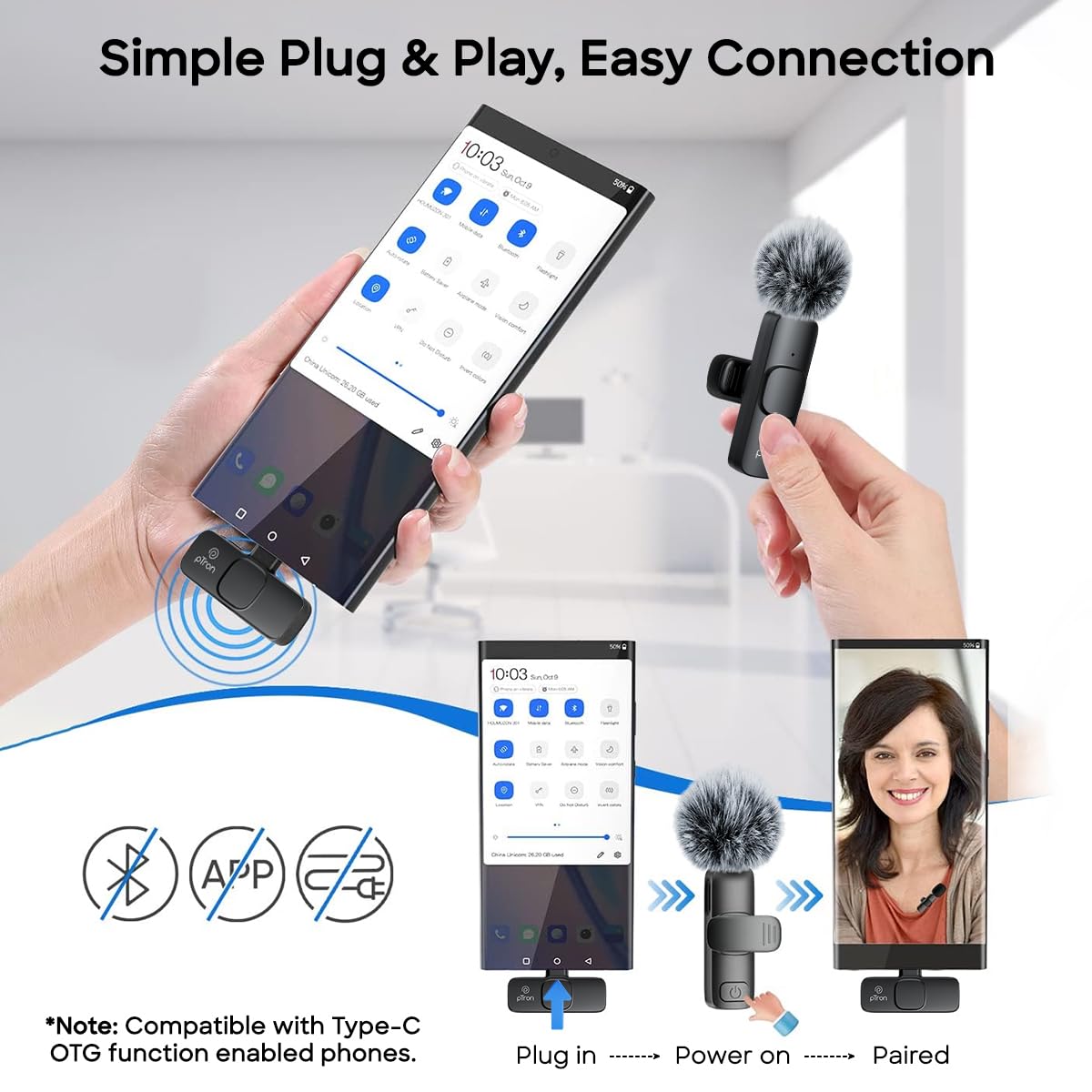 pTron Wireless Microphone - 25m Range, Noise Cancellation -5