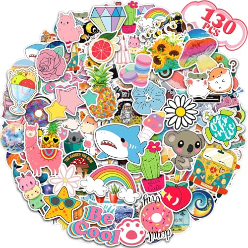 Arme 130Pcs Cute Stickers Pack, Colorful Vinyl Stickers for Water Bottles Computer Skateboad Phone...