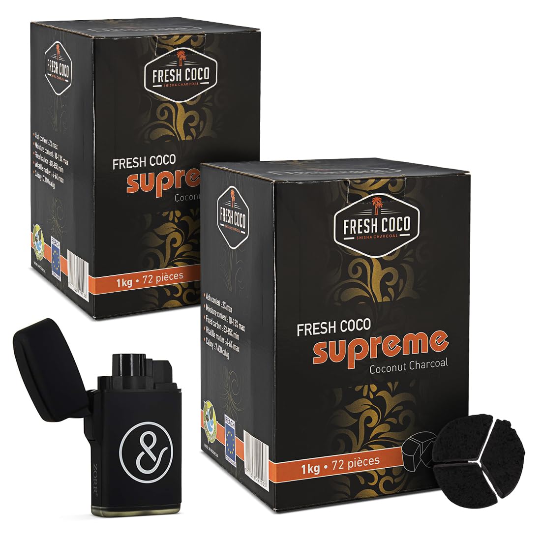 SUPREME : Lot de 2KG - Charbon naturel triangulaire, Compatible KALOUD et BROHOOD - Qualité premium.
