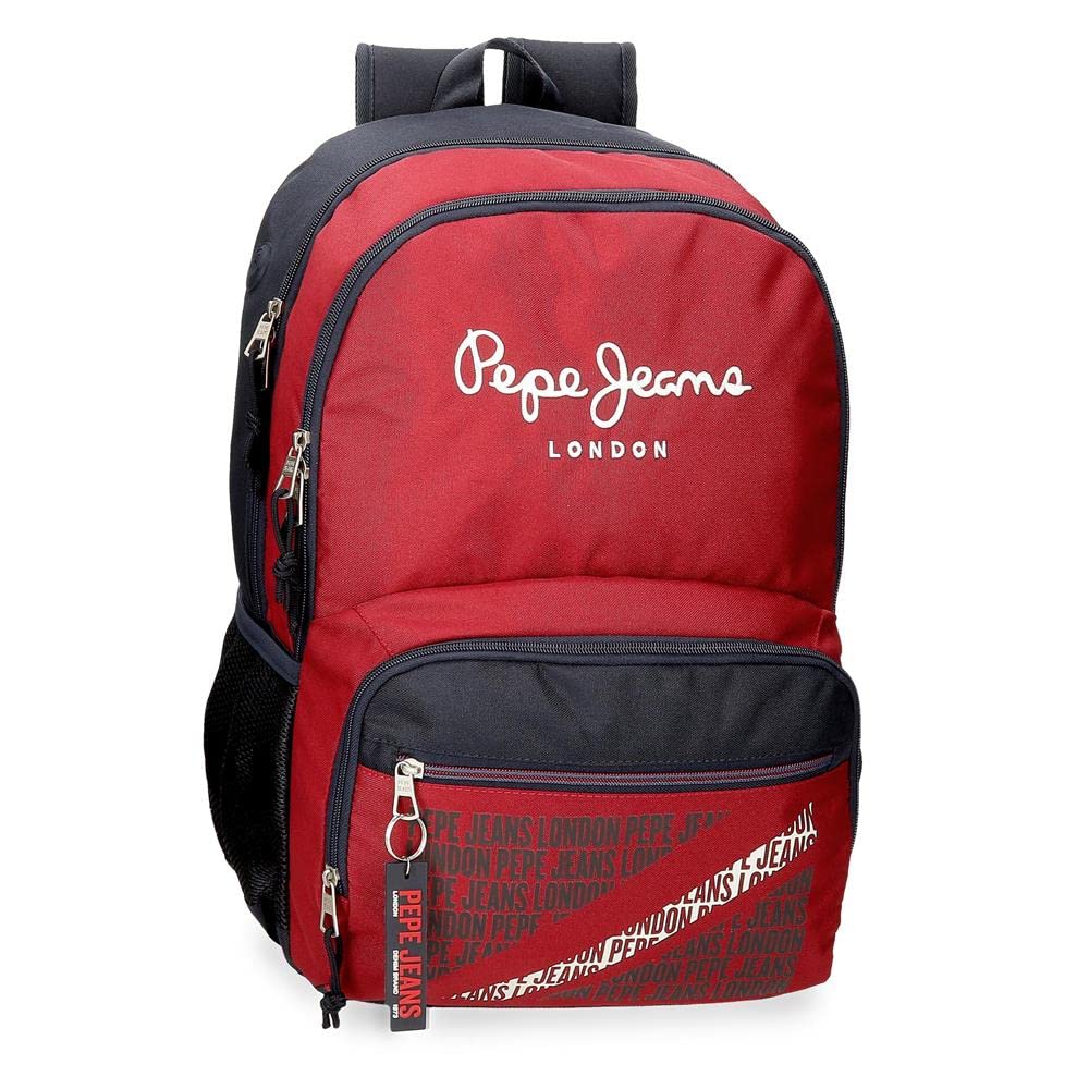 Pepe Jeans Clark Mochila Escolar Doble Compartimento Adaptable a Carro Rojo 32x45x15 cms Poliéster 25,81L