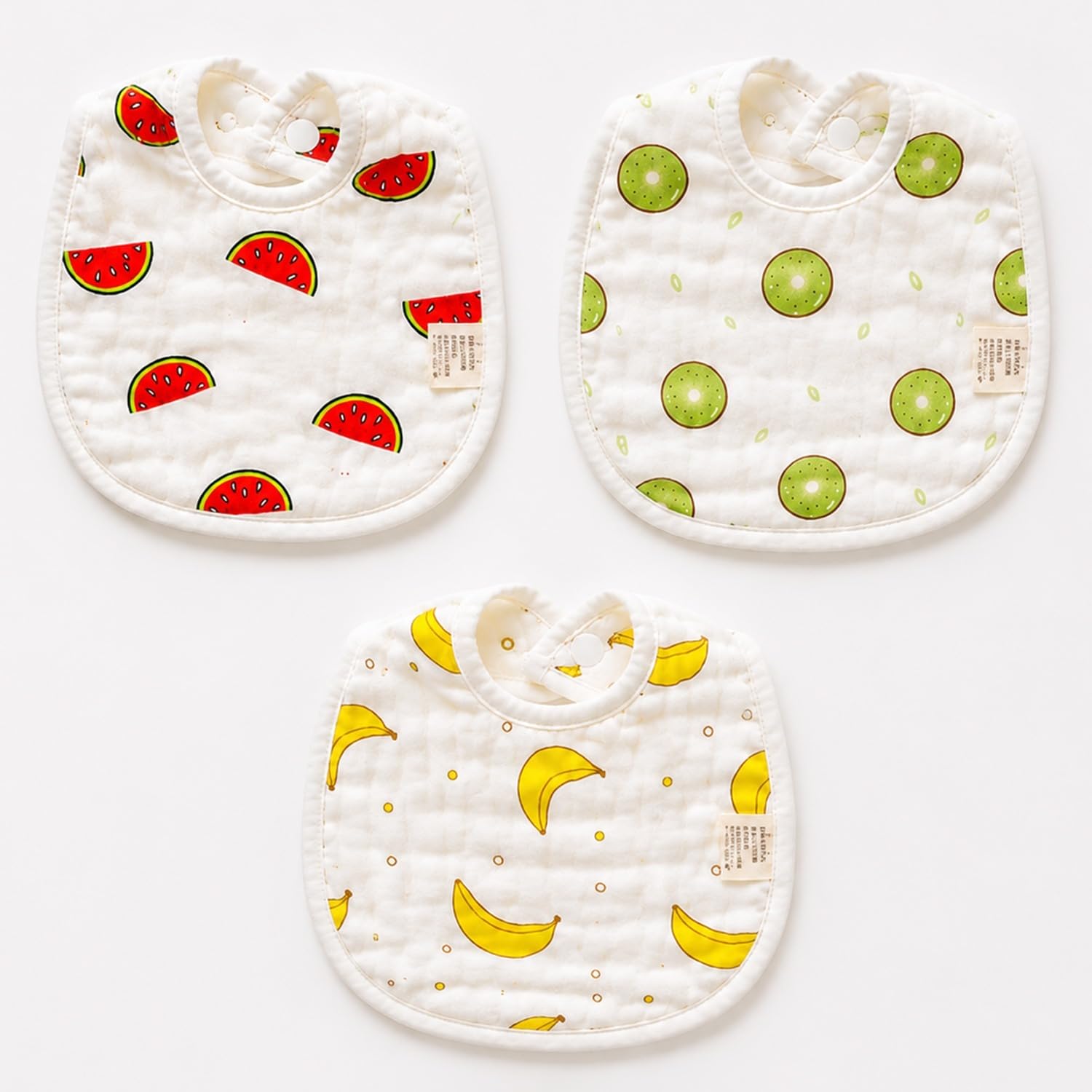 BabyGo Muslin Cotton Baby Bibs | Pure Cotton 8-Layer Gentle & Breathable Feeding Bibs with Cute Cartoon Prints | Soft, Durable & Reusable Drool Bibs for Babies, Kids & Toddlers | Set of 3 (Multicolor)