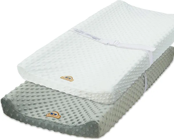 BlueSnail Ultra Soft Minky Dot Changing Pad Cover 2 Pack (Gray+White, 2 Pack)