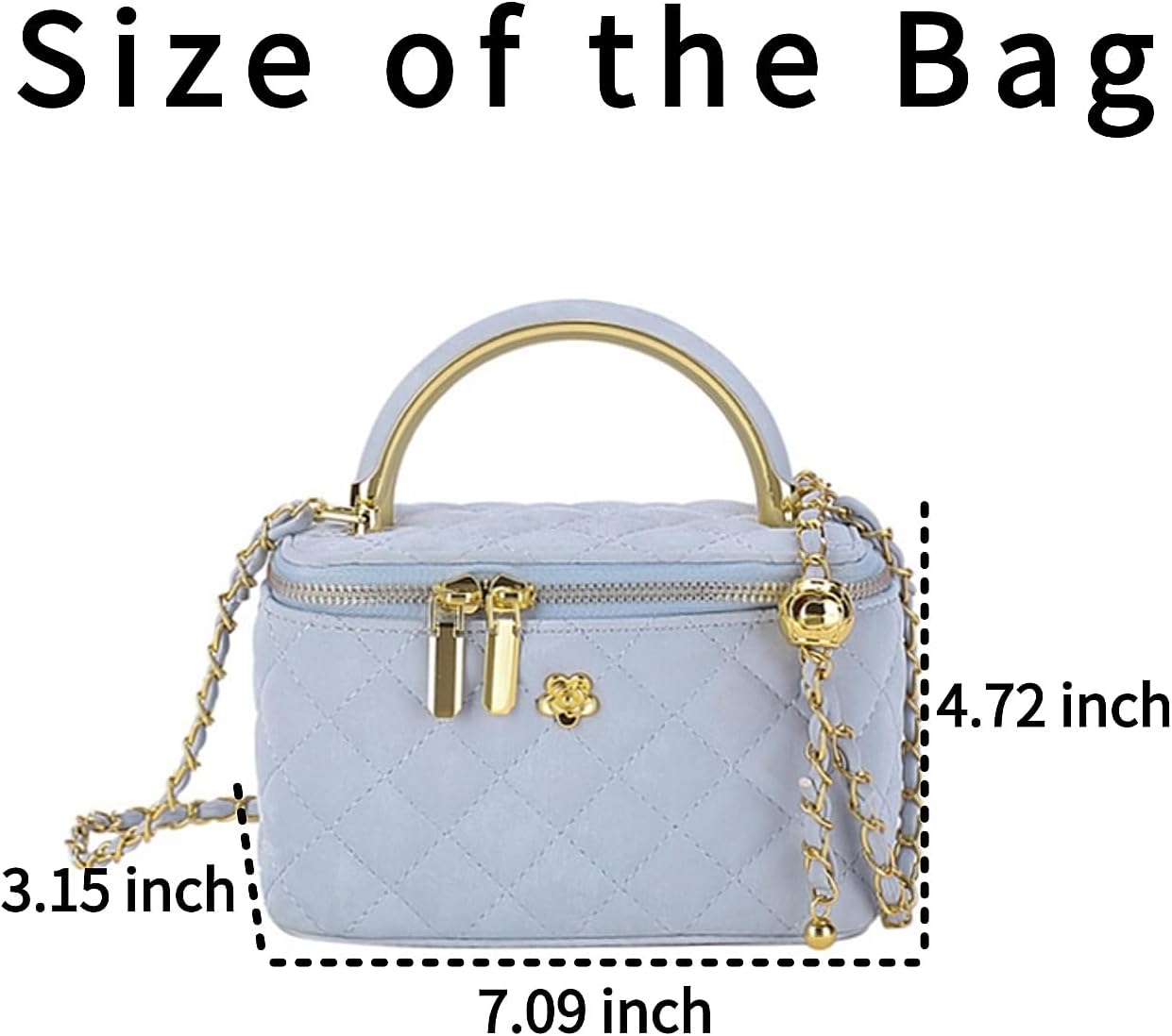 Quilted Crossbody Bags for Women Small Vintage Square Box Purse Boho Shoulder Handbags with Chain and Zipper