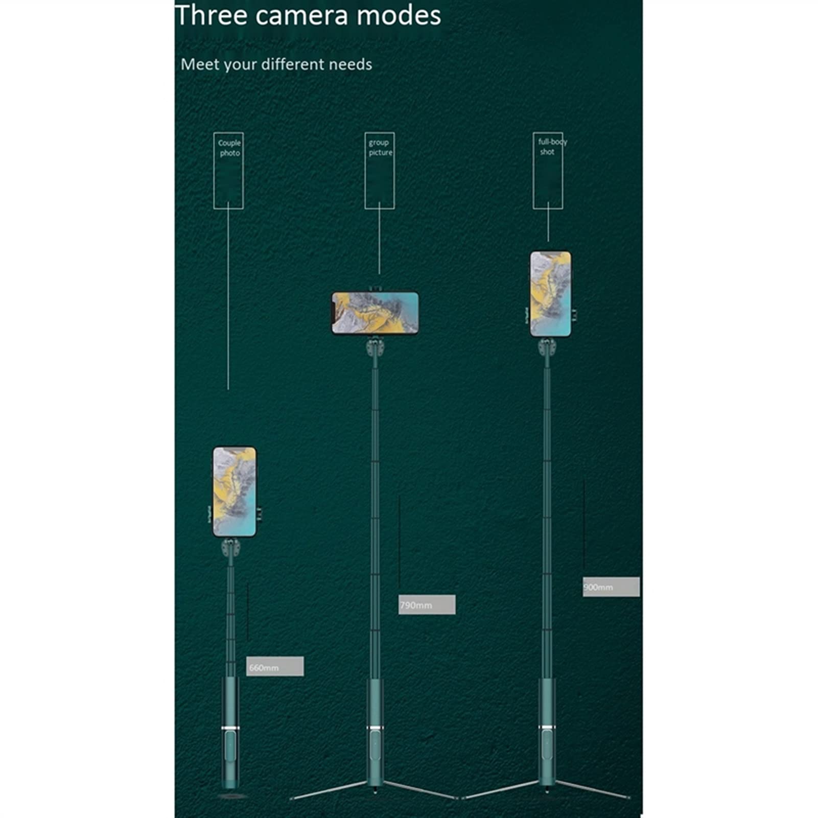 SCRUBY Bastone per selfie per telefono multifunzione Bluetooth wireless per telefono cellulare Selfie Stick All-In-One treppiede portatile per telefono cellulare