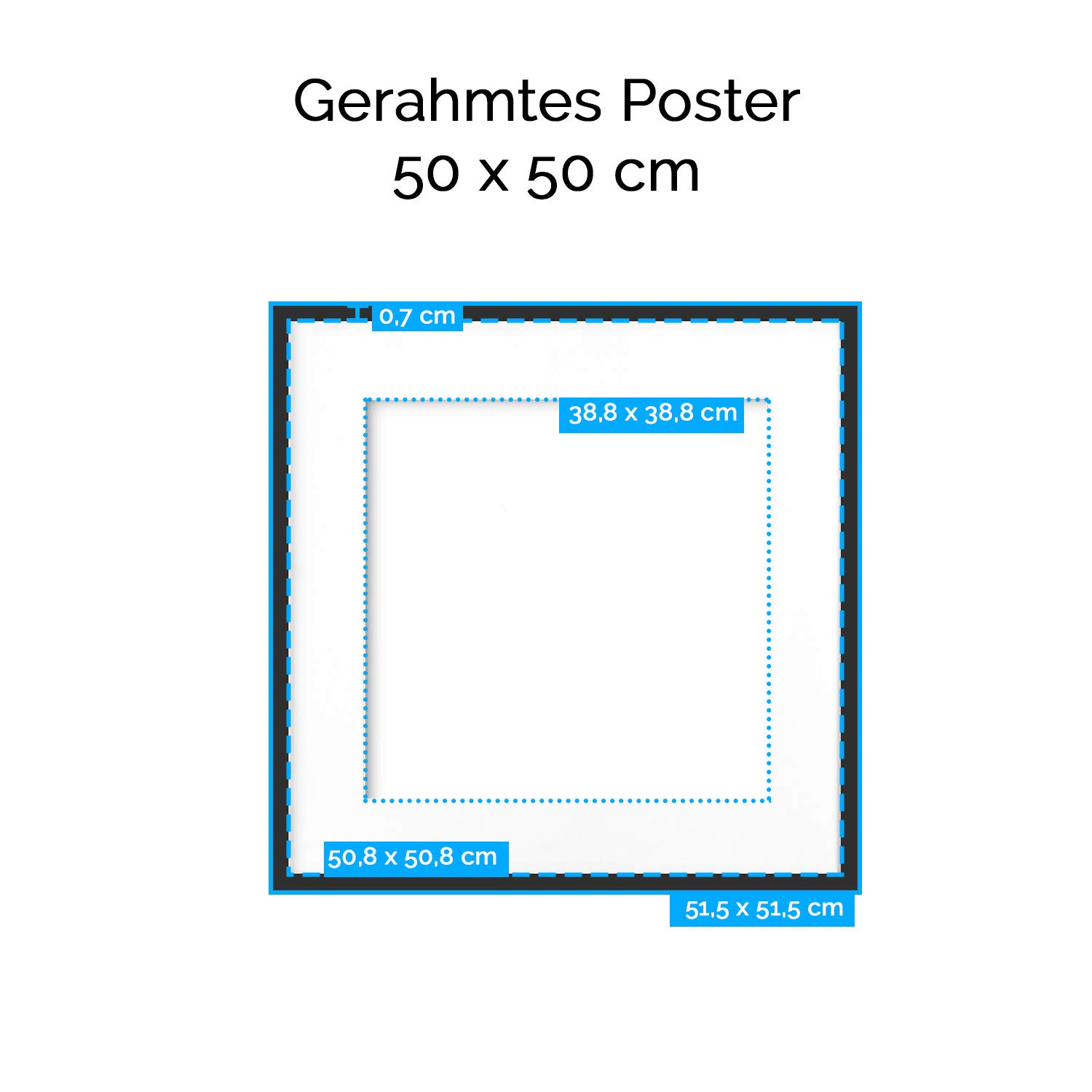 artboxONE Poster mit Rahmen Gold 50x50 cm Washington DC Illustrierte Karte von artshop77 - gerahmtes Poster
