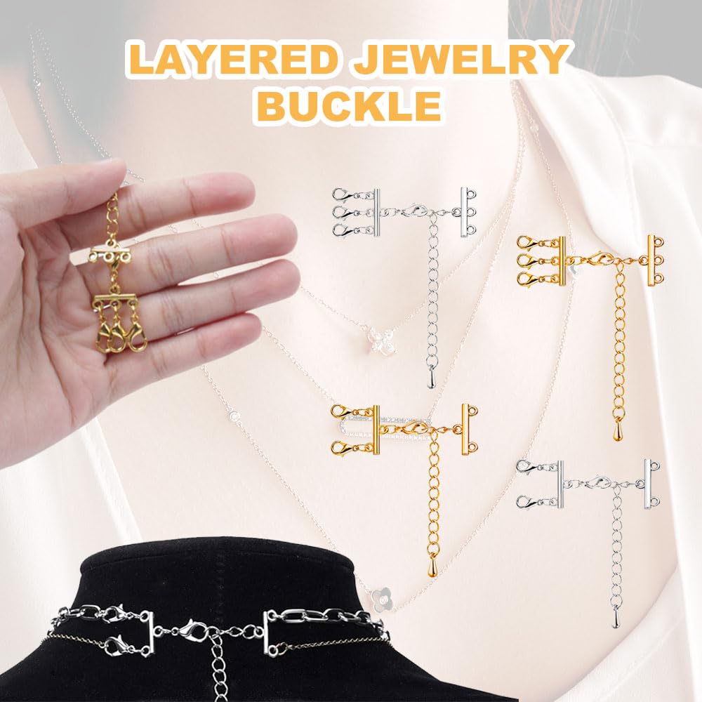 Fermoirs Multirangs - Séparateur De Collier - Plusieurs Rangs - Connecteurs à Fermoir Pour Lustre En Or Véritable 14 Carats/plaqué Or Blanc Et Strass - France