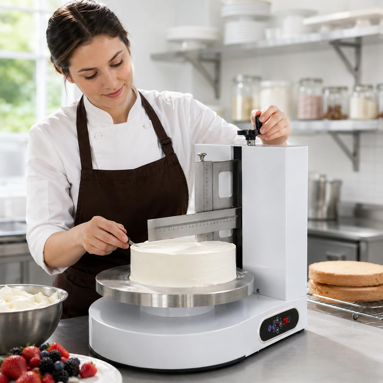 Macchina per spalmare la glassa per torte, altezza regolabile con raschietto per torte da 10-30 cm, perfetta per cottura e decorazione professionali
