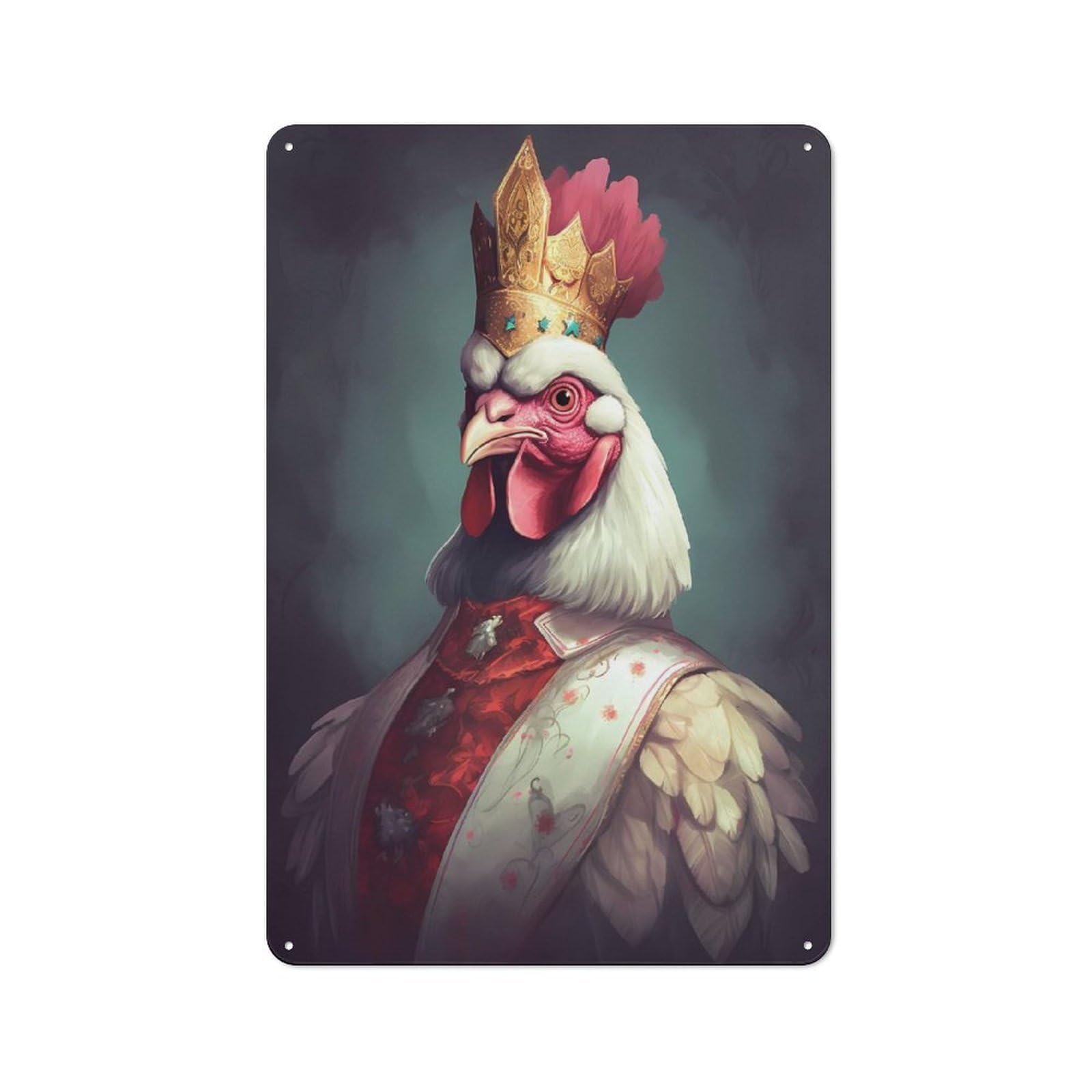Junmoney Style-16 Chicken Spellbound Rustic Printed Metal Sign 30X20cm For Bar Or Restaurant, For Bar Decor Enthusiasts