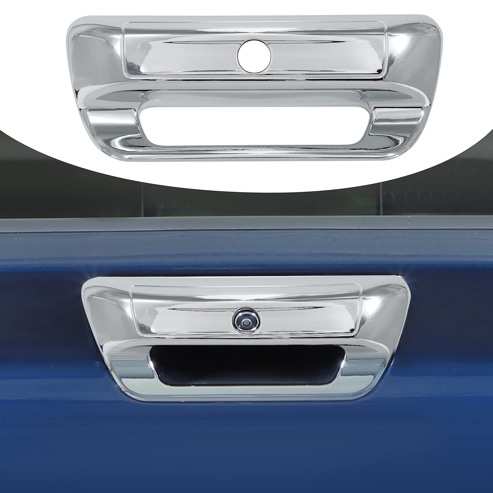 SQQPABS Tailgate Exterior Door Handle Trim Cover, Rear Trunk Grab Handle Cover for 2018-2019 2020 2021 Dodge RAM 1500(Chrome)