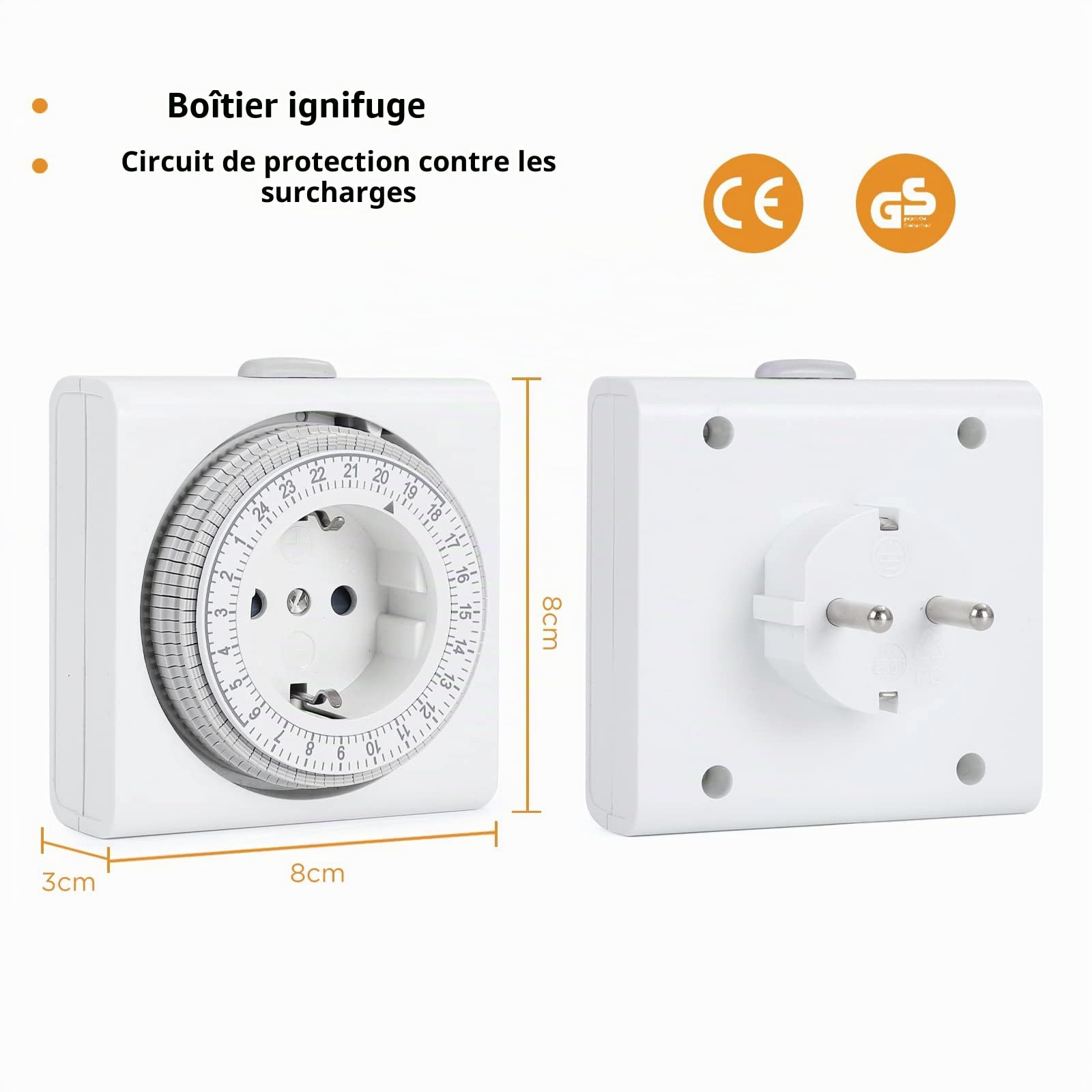 G-Homa Lot de 2 minuteries mécaniques analogiques pour l'intérieur, 96 segments, intervalle de 15 min, cycle marche/arrêt quotidien, décoration Noël, sécurité enfant