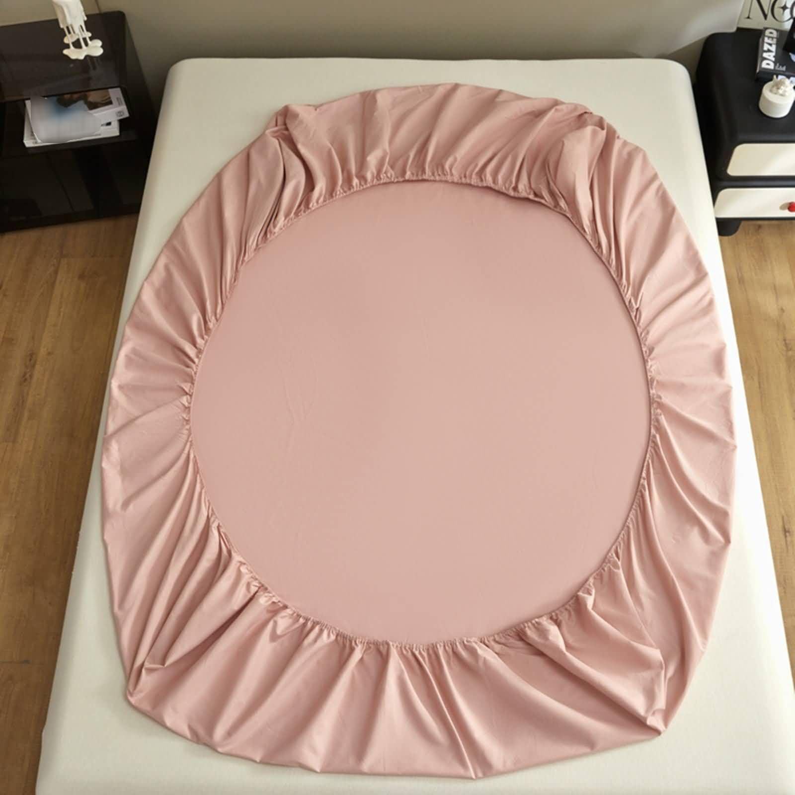 Elastisches Spannbettlaken Einzelbett aus Baumwolle, Einfarbig, 120 x 200 cm, Spannbetttuch für Einzelbett Rosa