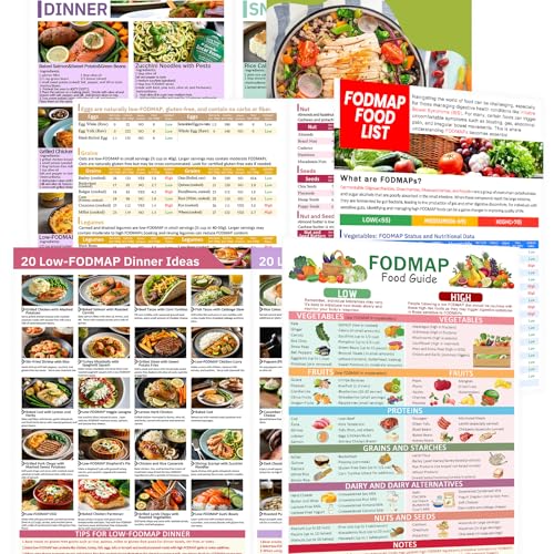 3 Set Fodmap Food List Chart, Low Fodmap Diet List of Foods,Printed Cookbooks,Fodmap Friendly Food...