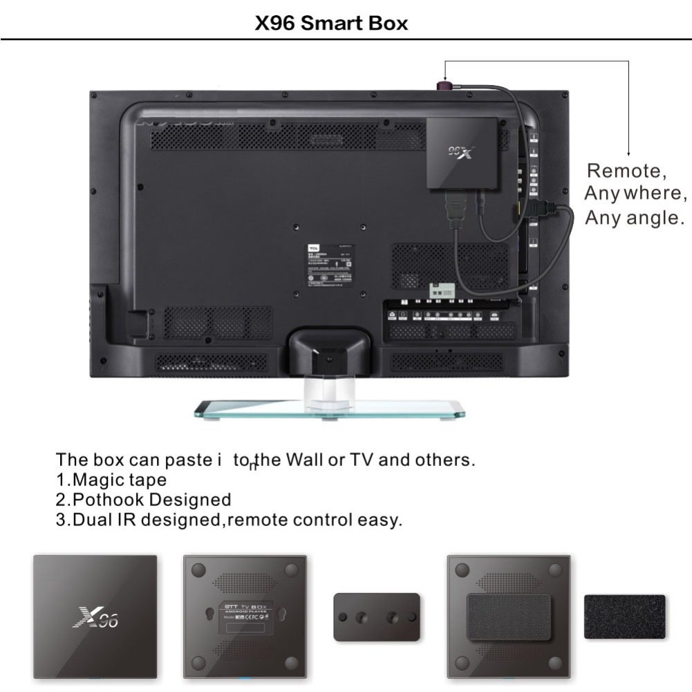 Prettyuk X96 Android 6.0 Marshmallow Smart Box Amlogic 64bit Quad Core 2.4G wifi 1G 8G with HDMI DLNA 2.0A Ultra HD 4K Android Mini Box