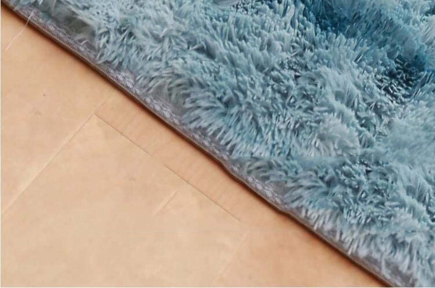 Dhao Tapis Ronde Poils Longs Shaggy Moderne Design Épais Anti Slip Lavable Décor Ultra Doux De Peluche Chambre à Coucher Salon Tapis Décoratif (Bleu,180x180cm)
