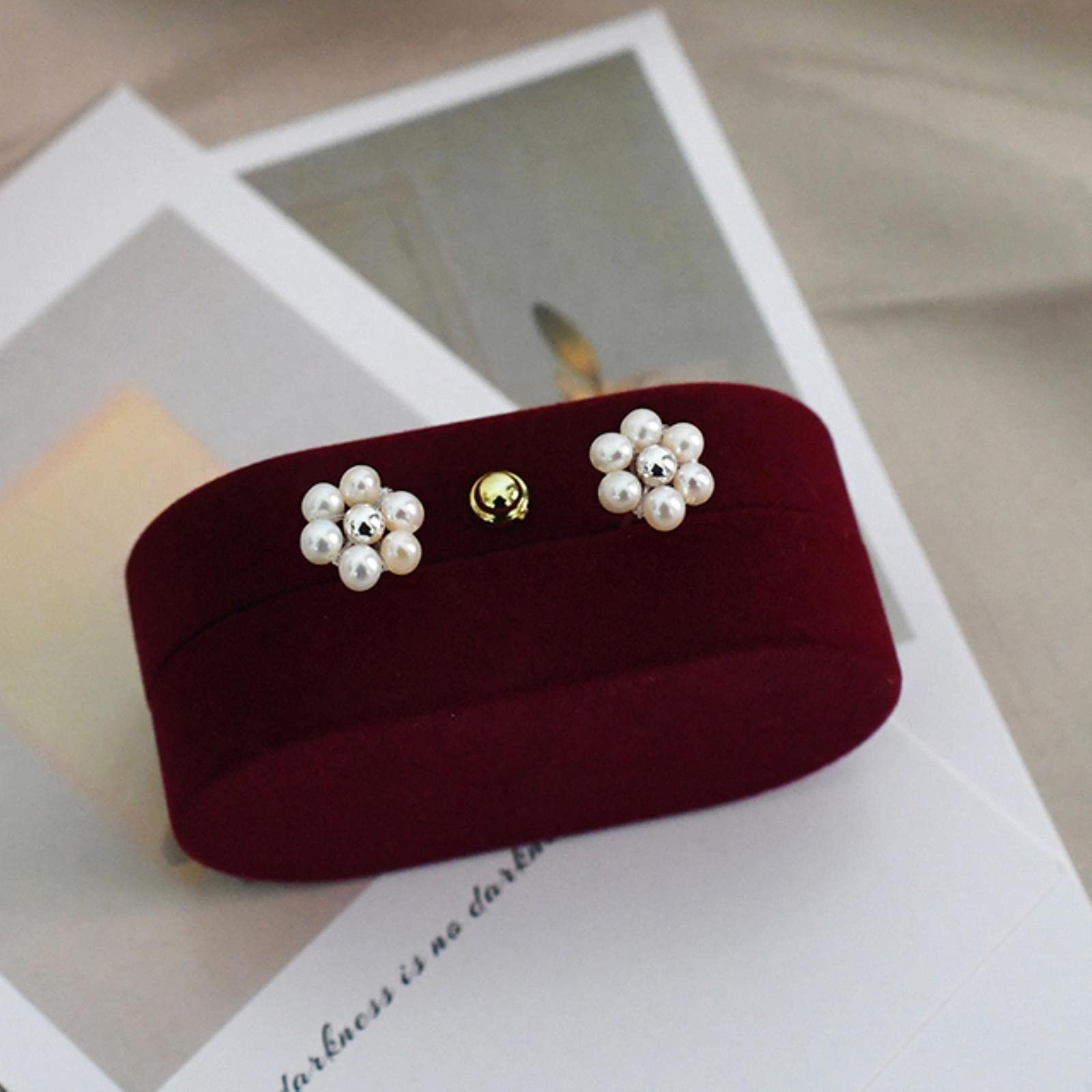 LOKILOKI Orecchini A Bottone con Perle d'Acqua Dolce Genuini da Donna 8mm Perle Rosa Bianche Gioielli da Festa Femminili in Argento Sterling 925