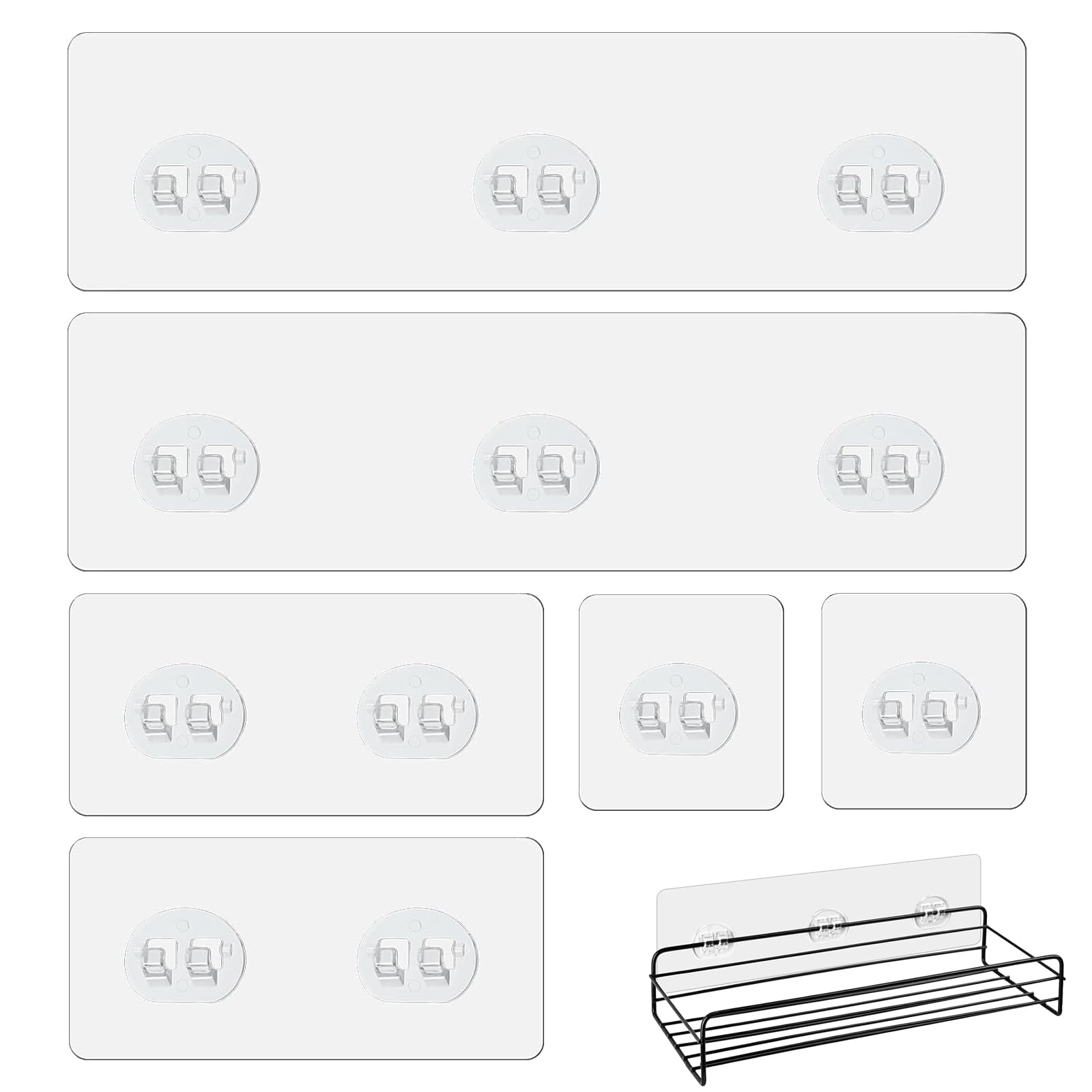 6 Pack Strong Stickers Shower Hooks, Transparent Shower Shelf Adhesion Stickers, Adhesive Shower Shelves, for Bathroom Shower Shelf Basket Soap Dish Hanging Hooks No Drilling