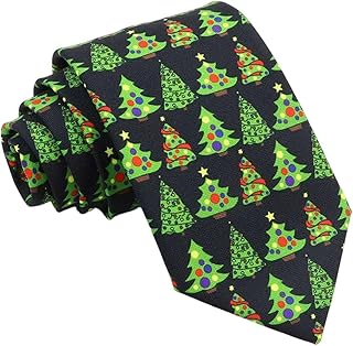 クリスマスネクタイ クリスマスツリー柄 カラフルで面白い ジャカード織り スキニータイプ ツリー柄ネクタイ ハイタイ メンズ 男性用 結婚式 誕生日 パーティー
