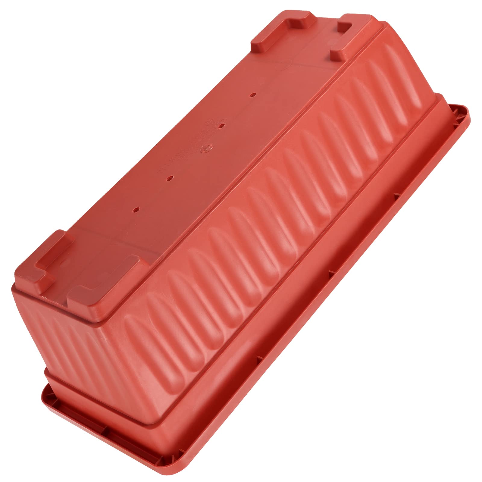 PINGEUI Lot de 6 jardinières rectangulaires en Plastique de 43 cm, pour Rebord de fenêtre, conteneurs de Culture de légumes avec Plateaux et 30 étiquettes de Plantes, Couleur Terre Cuite
