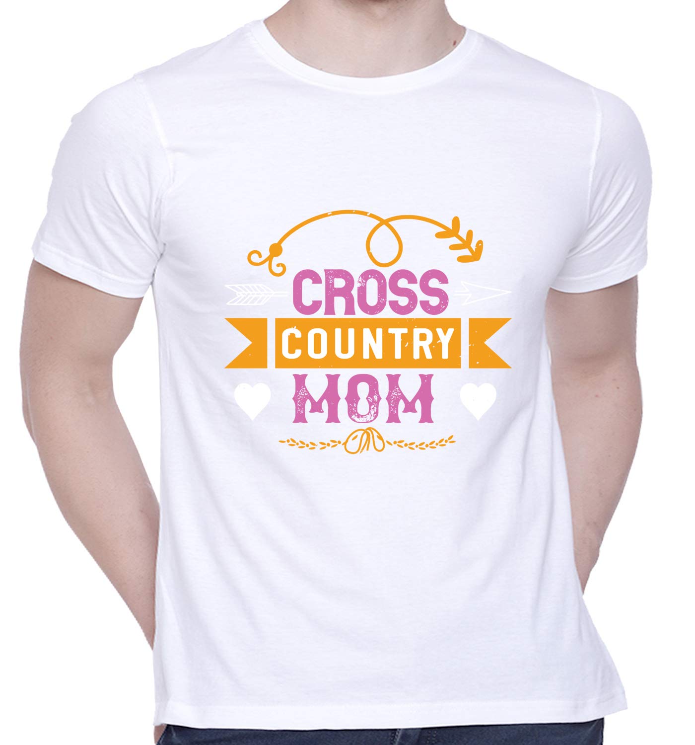 CreativiT Graphic Printed T-Shirt for Unisex Cross Country mom Tshirt | Casual Half Sleeve Round Neck T-Shirt | 100% Cotton | D00443-2035